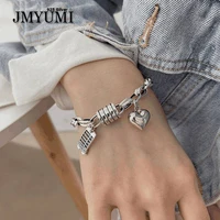 jmyumi 925 sterling silver bracelets for women ins new trendy vintage creative abacus love heart thick chain party jewelry gift
