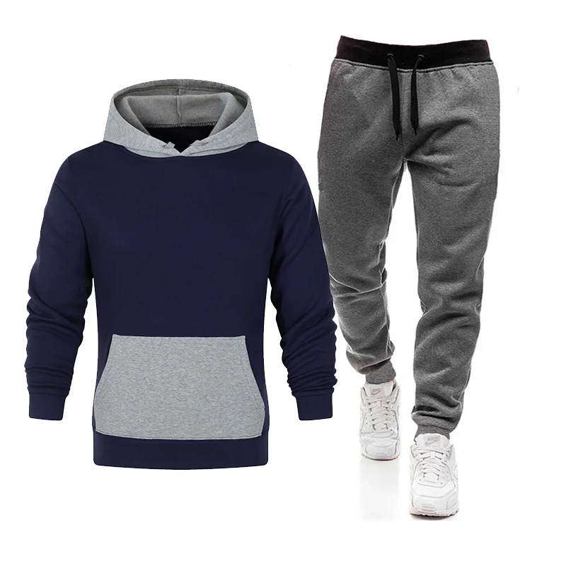 

Suit sportswear men's fall/winter hooded sweatshirt drawstring suit sportswear 2021 men's suit hedging two-piece leisure
