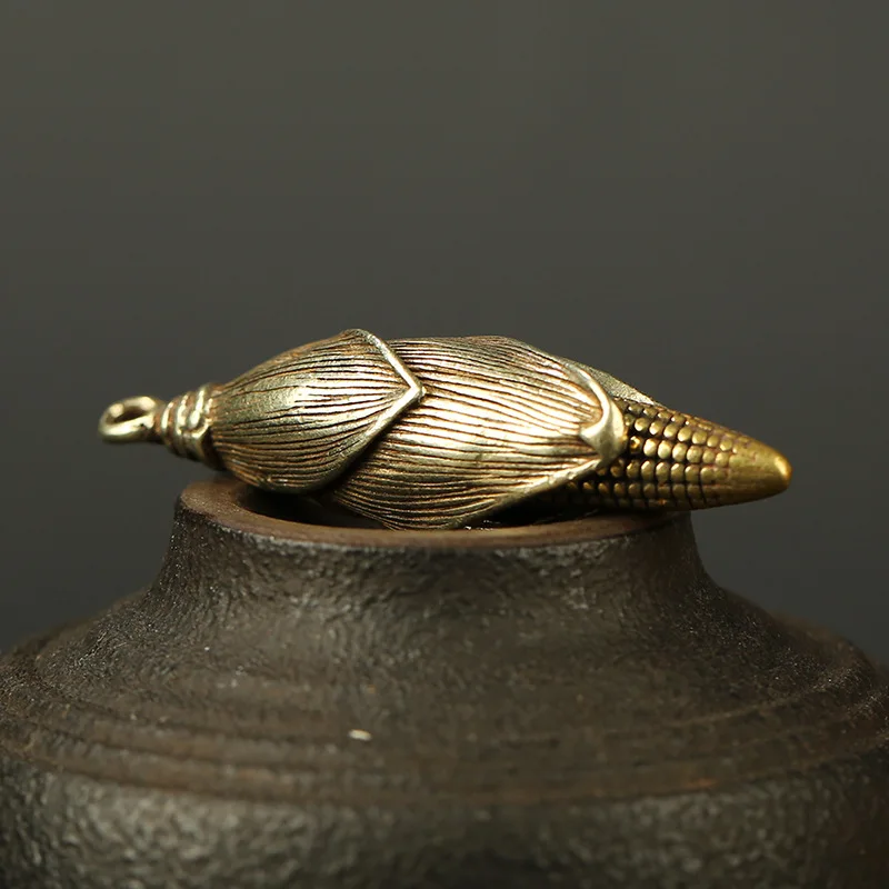 Винтажный медный изысканный брелок Кукуруза подвески в ретро стиле латунное