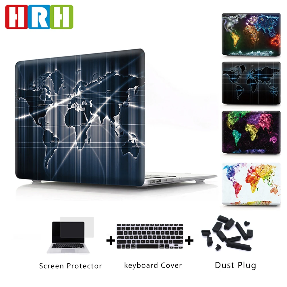 Жесткий чехол HRH с картой мира для MacBook Pro 13 15 A1989 A2159 A1706 A1708 A1707 A2141 Mac Book Air Retina A2289
