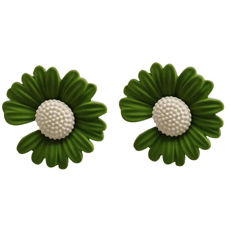 S925 иглы милые ювелирные изделия серьги Популярные хризантемы белый зеленый