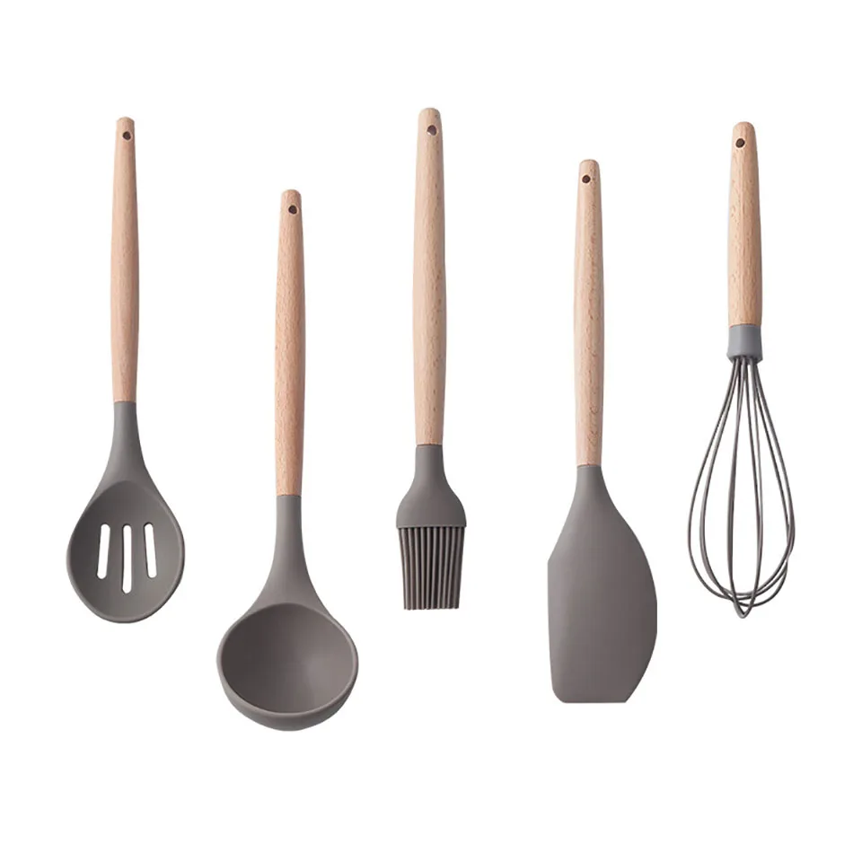 

Food Grade Silicone Cooking Cookware Kitchen Cook Tool Set Egg Beaters Spatula Spoon Oil Brush Cooking Utensils Set Kitchen Tool
