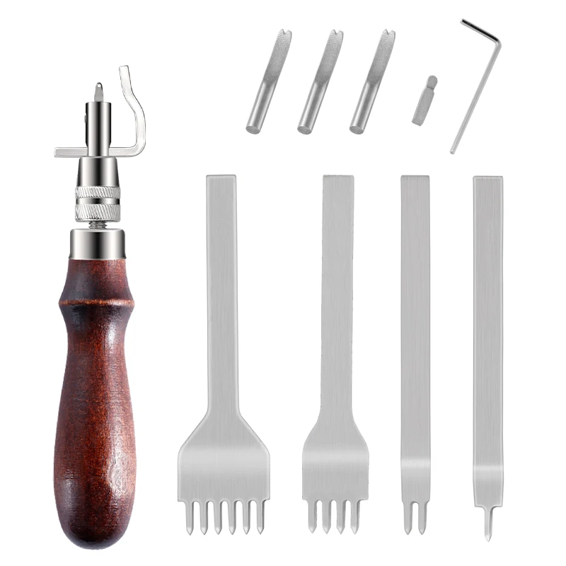 

LMDZ 7 in1 DIY Leather Groover Tool Edge Press Kit Adjustable Stitching Groover Creasing Edge Beveler Leather Craft Tools