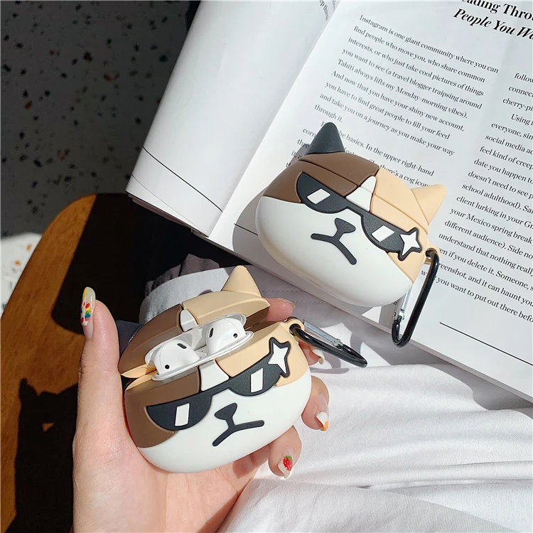 Мультяшный милый безжалостный Кот анти падение беспроводной для iPhone airpods 1 2 чехол