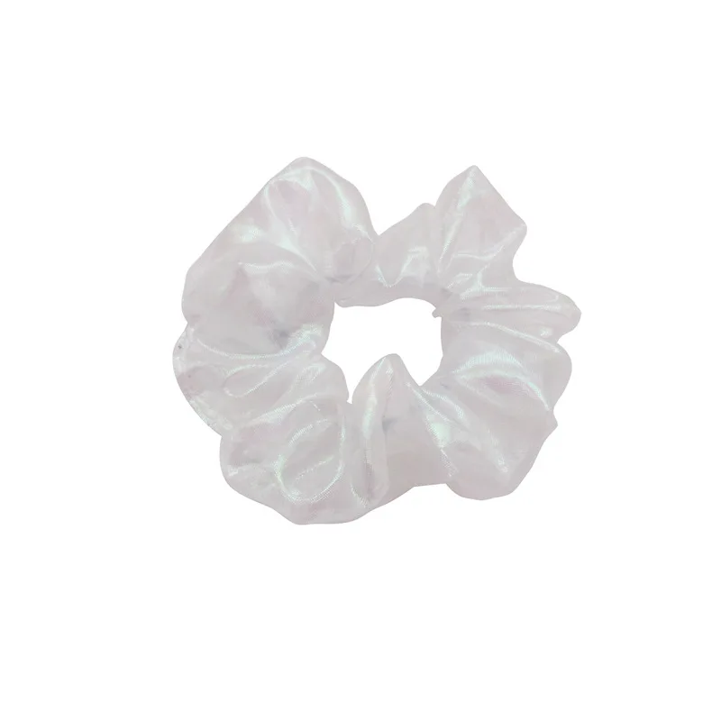 

Vintage Mermaid Color Elastic Hair Ties Scrunchies Women Fashion Hair Rubber Girl Hair Accessories White Organza Women Hair Band