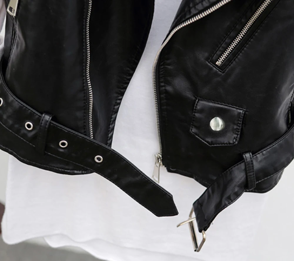 Модный женский черный жилет из искусственной кожи байкерская куртка без рукавов