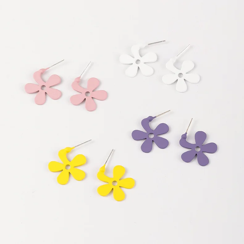 Fashion Korean Style 2020 Yellow White Pink Flower Daisy Elegant Stud Earrings Girl's Gift Jewelry Ornament Accessories | Украшения и
