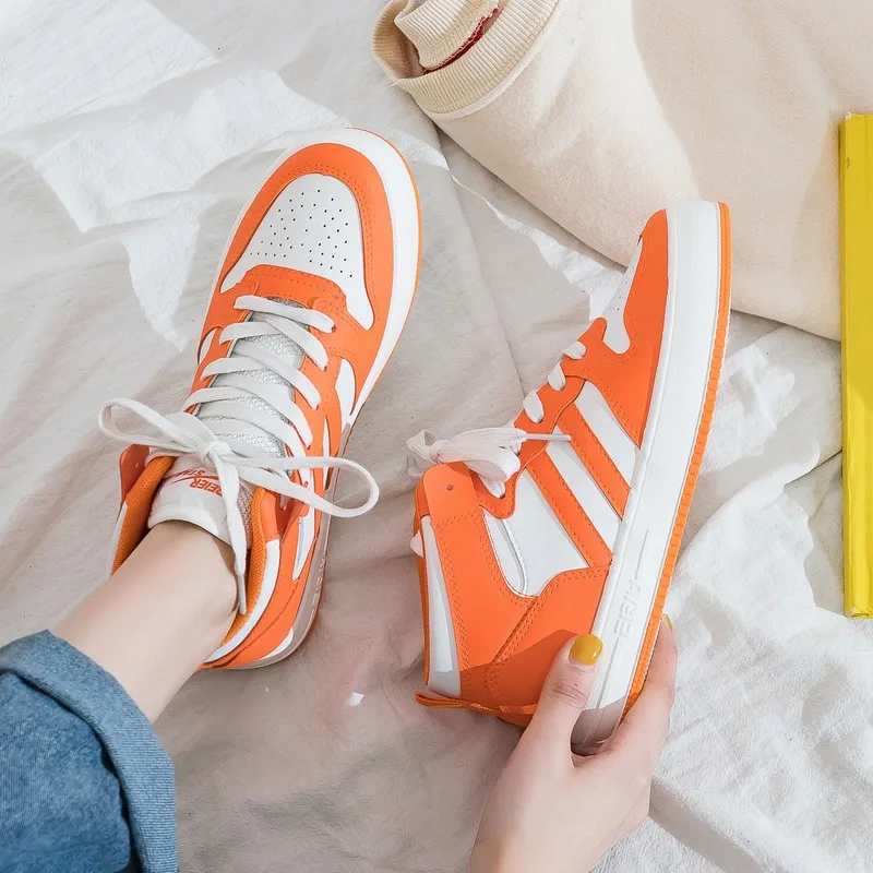 

Brand 2021 Fashion Sneakers High Top Women Shoes Solid Lace-up Platform Sneakers Canvas Breathable Zapatos De Mujer High Quality