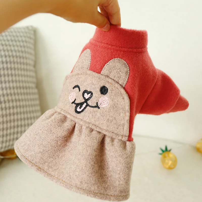 Милое Платье с рисунком медведя для девочек зимняя одежда изображением кота