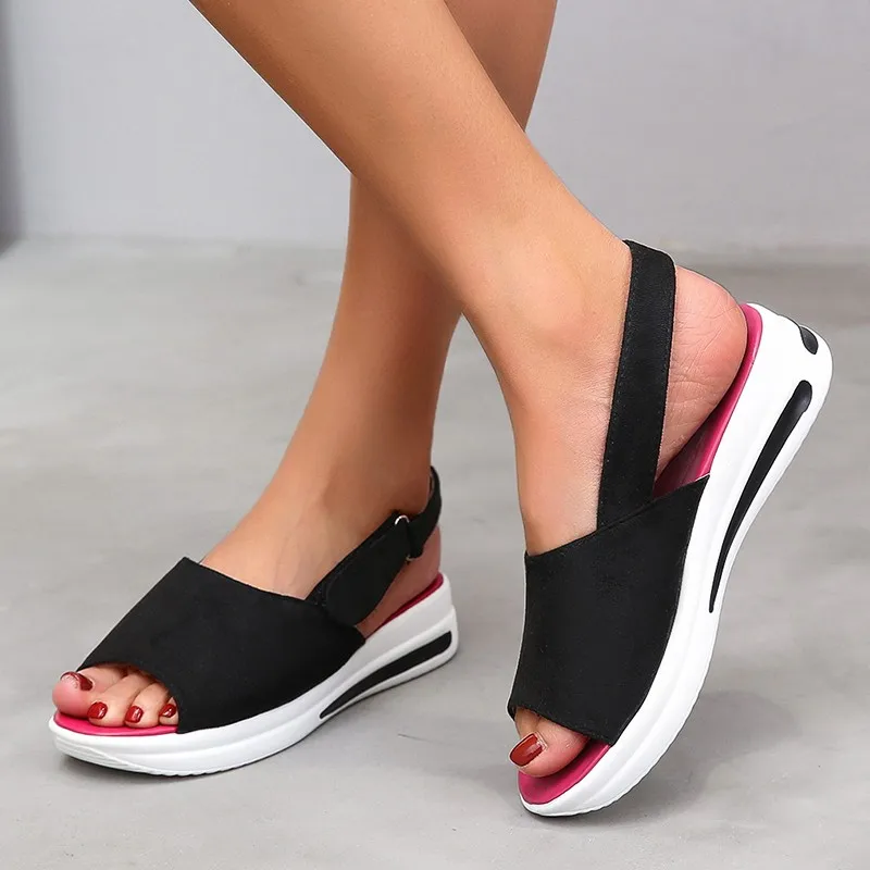

Summer Fashion Women's Wedges Sandals Beach Casual Female Platform Peep Toe Shoes Slingback Lady Mixed Colors Buckle Sanda