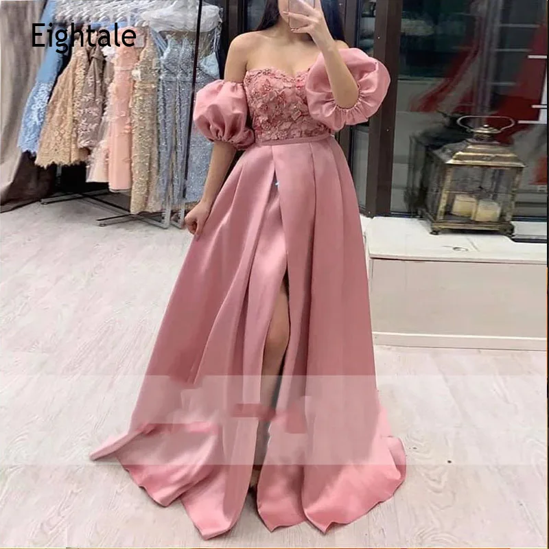 

Платье Бальное атласное с цветочной аппликацией и отстегивающимися рукавами