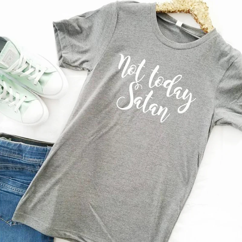 Not Today Satan женская футболка с христианскими текстами и вера повседневный комплект