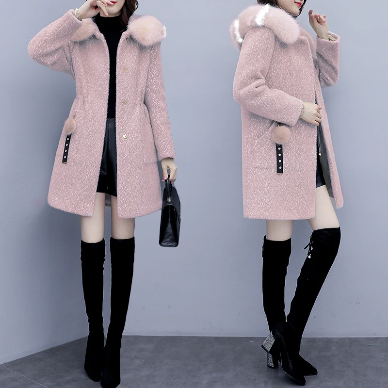 

Autumn Winter Long Sleeve Casual Oversize Outwear Jackets Coat Women Solid Color Plus Size XXXL Woollen Blends Warm Coat 2021