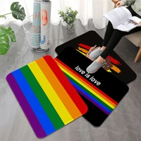gay lesbian lgbt rainbow love printed flannel floor mat bathroom decor carpet non slip for living room kitchen welcome doormat