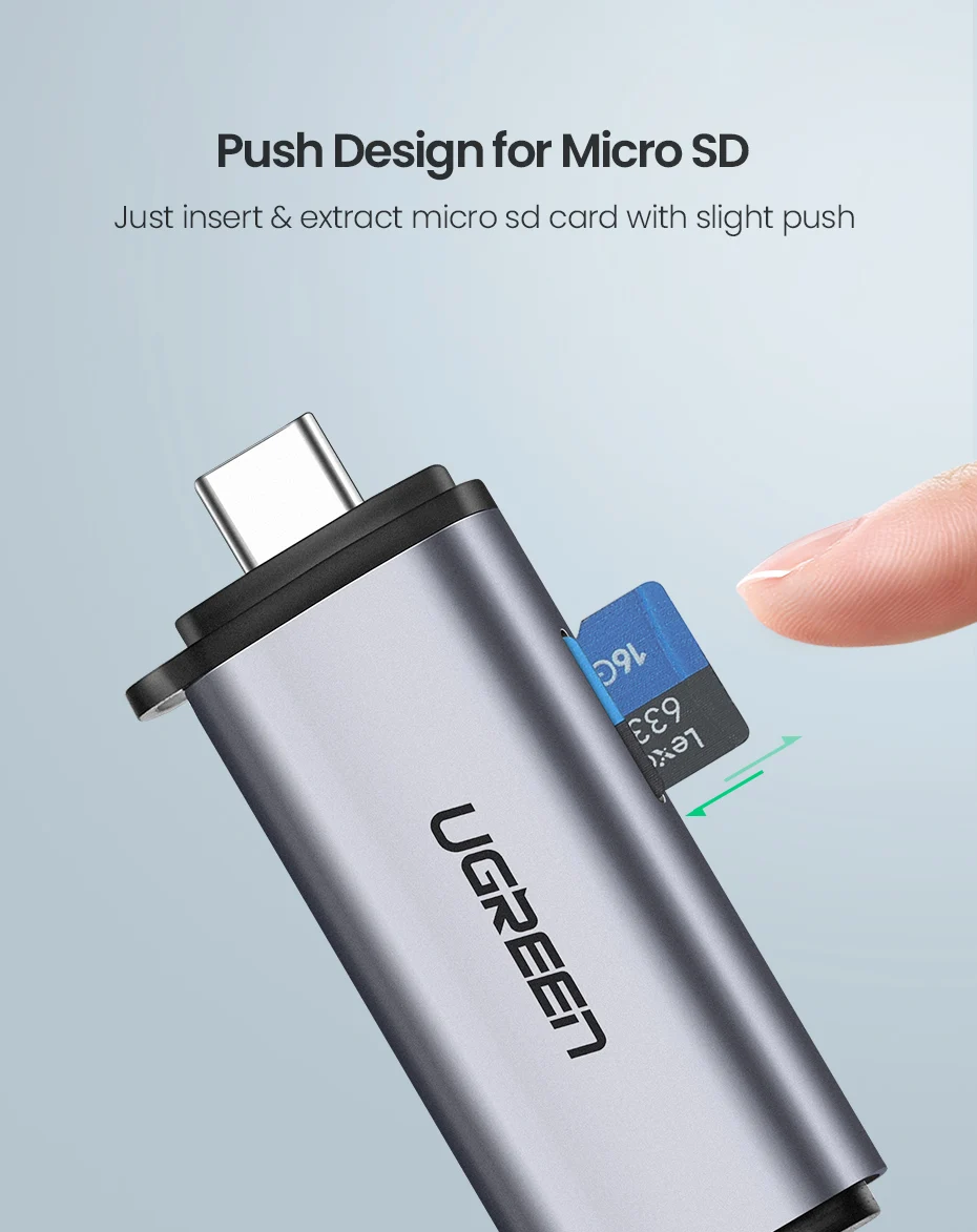 Ugreen кард-ридер USB 3,0 type C для SD Micro SD TF адаптер для ноутбуков Аксессуары OTG кардридер смарт-карта памяти SD кардридер