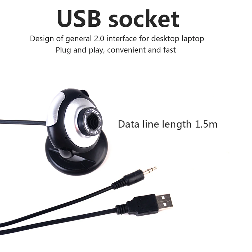 USB HD веб камера с микрофоном ночным видением для ПК ноутбука видеозвонков