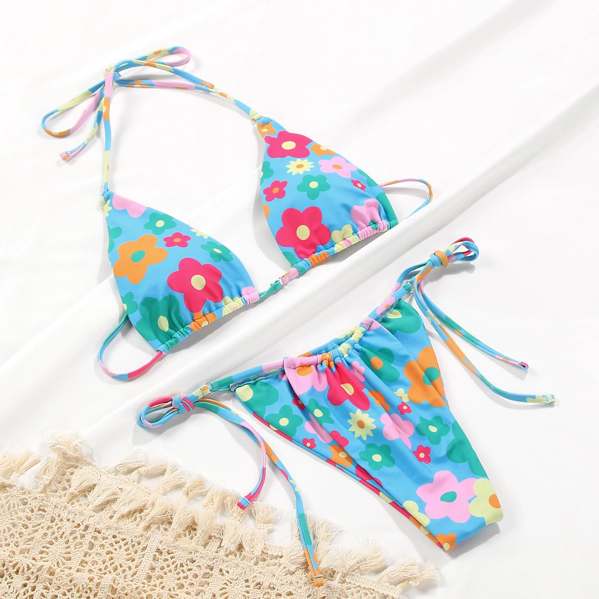 

Sexy Bikini 2021 Swimsuit Solid Biquini Thong Bikini Set Hollow Out Swimwear Bathing Suit Women Micro Bikinis Swimsuit Women