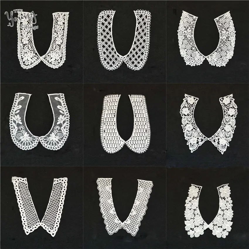 Изысканный 1 шт. белый кружевной воротник Красивая кружевная Аппликация отделка