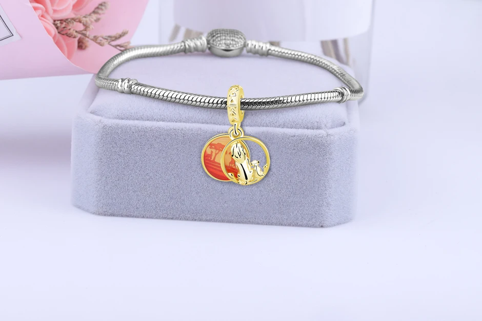 Подлинное 925 пробы серебряные шармы, бусины к оригиналу Pandora, браслет женская футболка со львом Кулон Шарм Для женщин DIY Модные украшения