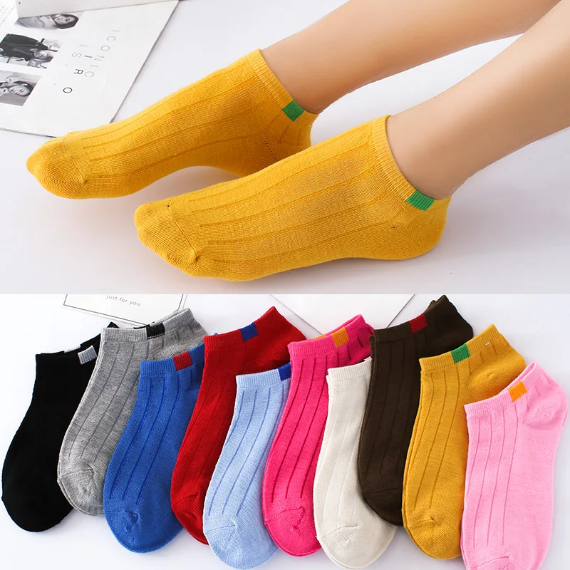 

5Pairs Fashion Solid Color Women's Boat Socks Student Low-cut Non-slip Invisible Short Socks Harajuku Style Girl and Ankle Socks