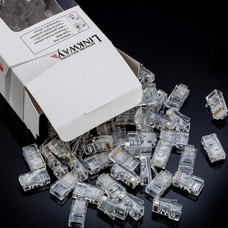 Гигабитная Сеть RJ45 8P8C Cat6 Модульные вилки Ethernet-кабель штекер разъем 1 мм