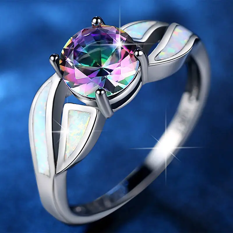

Women Ring Fashion Design Fire Opal Black Gold Ring Wedding Jewelry Charm Personality Color Party Women Jewelry Accessories Gift