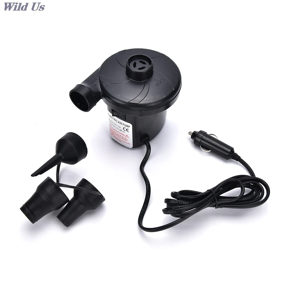 

High Quality 12V Car Inflatable Pump Car Auto DC Electric Air Pump Inflator + 3 Nozzles AirBed Mattress Boat