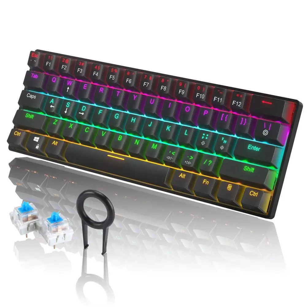 

CK61 61 Key Mechanical Keyboard USB Wired LED Backlit Axis Gaming Mechanical Keyboard For WIN2000/ XP/VISTA/WIN7/ WIN8/ WIN10