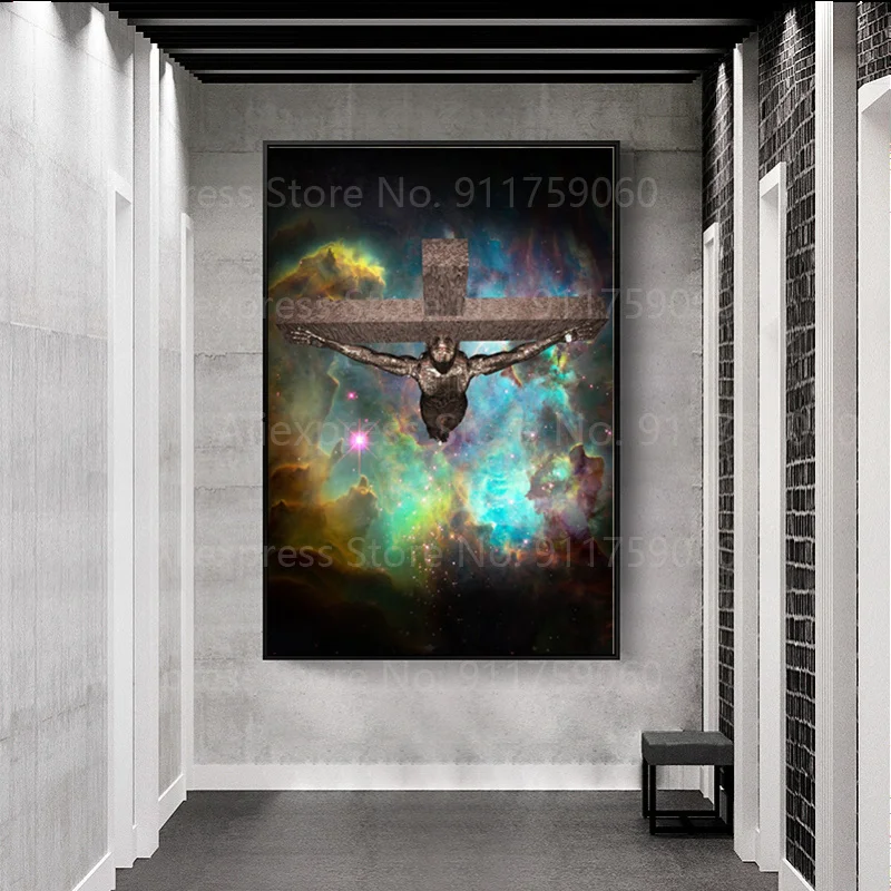 Распятиемые киборговые картины на холсте Вселенная Галактика звезда плакаты и