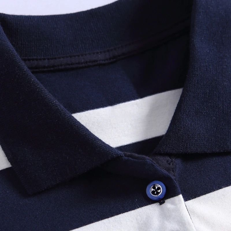 Женская Полосатая Рубашка-Поло Повседневная рубашка-поло из 95% хлопка с