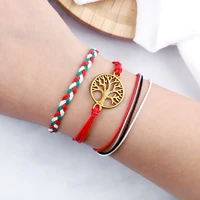 3pcsset charm christmas gifts waterproof wax string braid yoga bracelets women tree of life waves bangles lovers jewelry gifts
