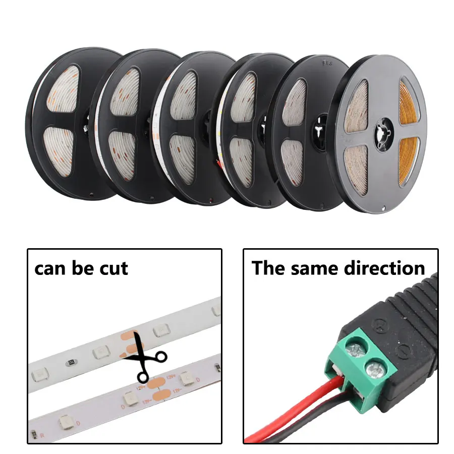 

12V RGB Led Strip Light Kit SMD 2835 DC Room Wifi Led Strip TV Backlight Waterproof 5M 10M 60LED/M Adapter IR Controller Set