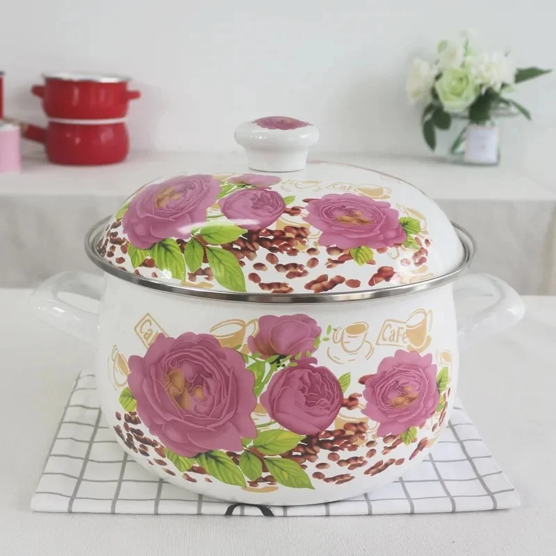 

Enamel Pot High Persimmon Pot 22cm24cm Thickened Enamel Soup Pot Stew Pot Double Ear Pot 4L5L Frying Pan Cooking Pots Set