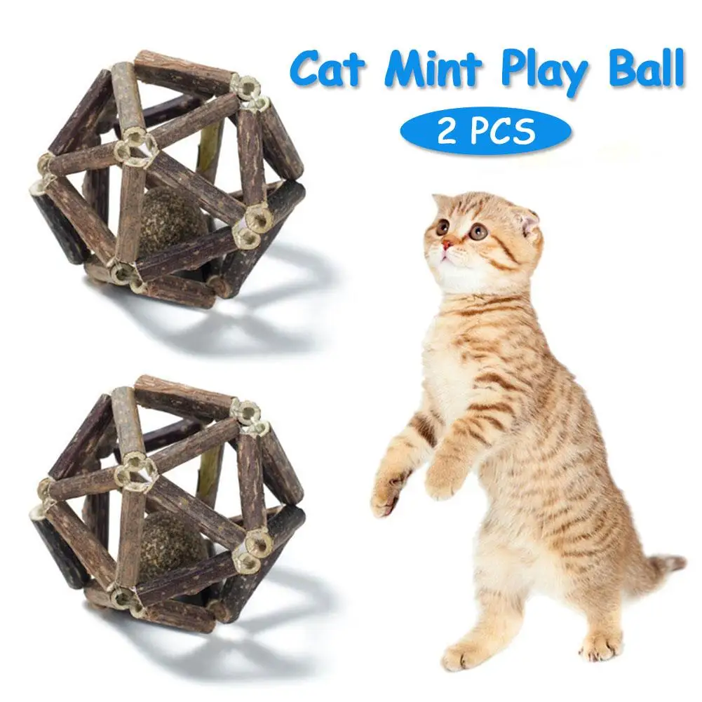 Новинка 2019 2 шт мячи для кошек ручной работы тканые деревянные игрушки в виде