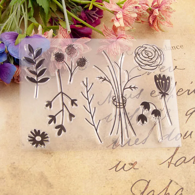 Трава цветы Искусственная резина штамп лист для скрапбукинга фотоальбома