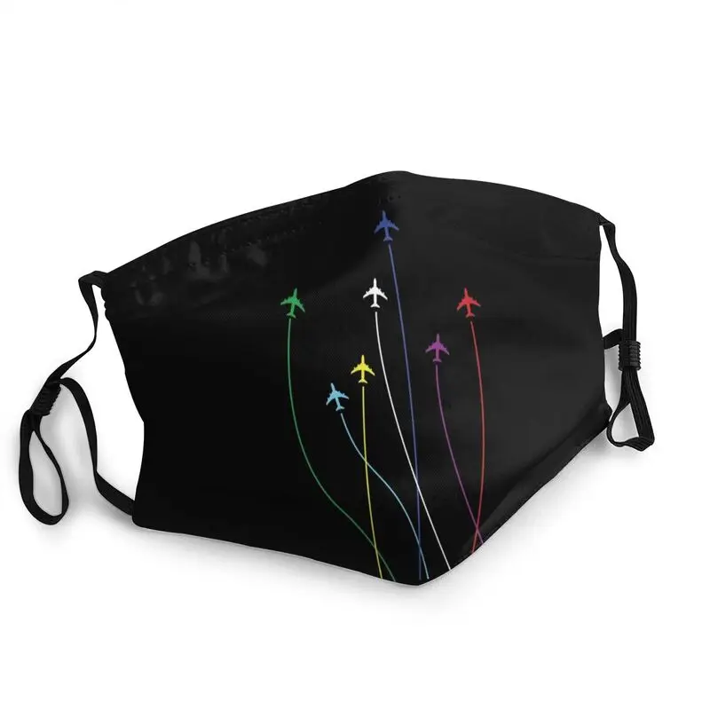 

Rainbow Airplanes Flying On Eachother Mask Adult Aviation Fighter Pilot Mouth Face Mask Anti Dust Protection Respirator Muffle