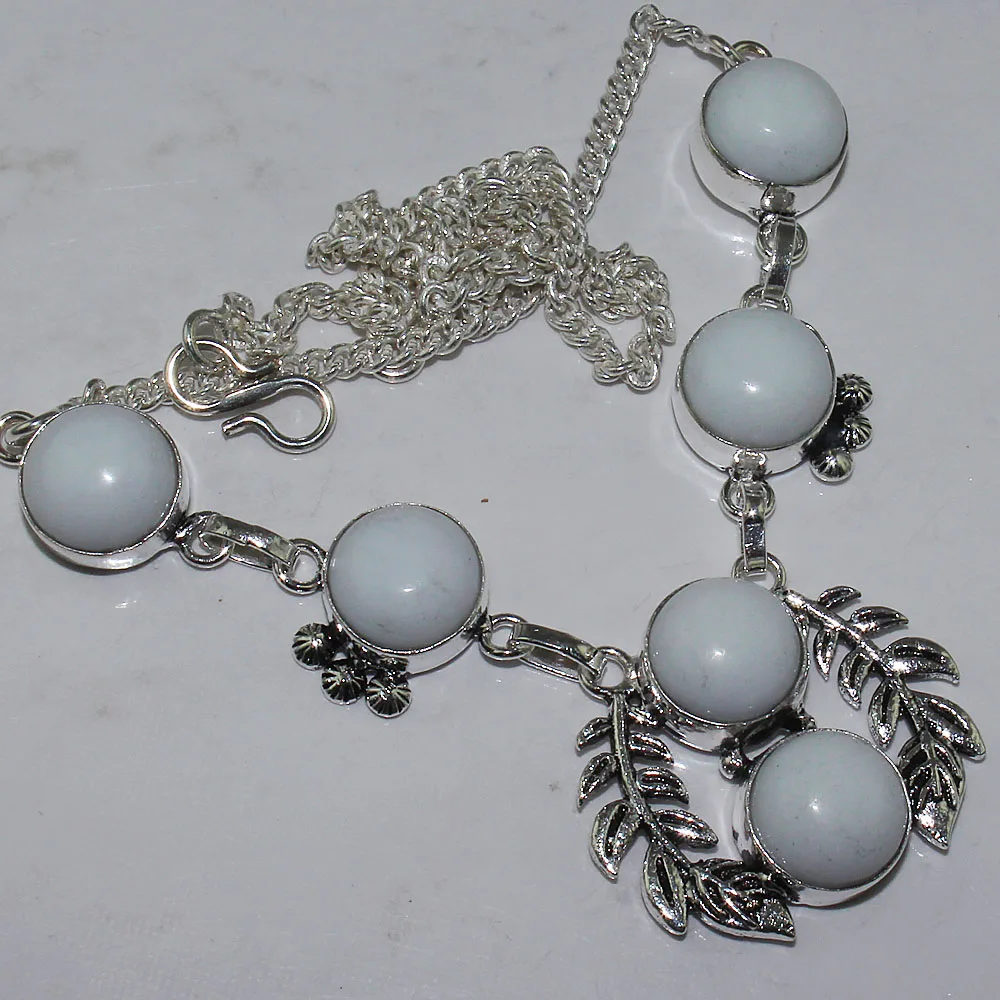 

White Opal Necklace Silver Overlay over Copper , 47 cm, N0912