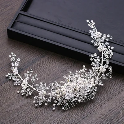 

Luxury Romantic Crystal Crown Wedding Bridal Clips Flower Hair Pin Hair Combs Leaves Tiara for Bridal Wedding Bridesmaid