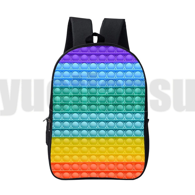 

Back To School 3D Printed Rainbow Bubble Backpacks Men 16 Inch Anime Double Zipper Pop Fidget Schoolbag Family Games Bag Teens
