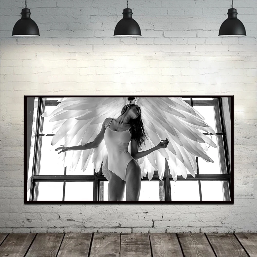 Декор в скандинавском стиле сексуальные женщины перья холст картина белый и