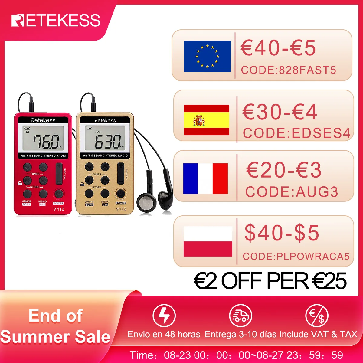 RETEKESS V112 мини FM радио цифровой стерео Карманный Радио Портативный приемник
