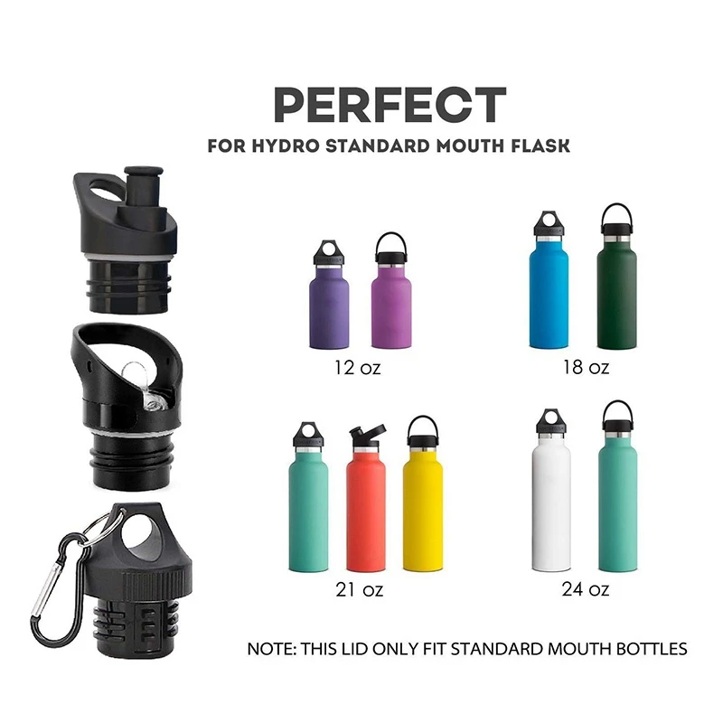 

3 Pack Lids Bundle for Hydro Flask Standard Mouth Water Bottle Includes Straw Lid Bite Valve and Twist Lid. Perfectly Fit for Mo