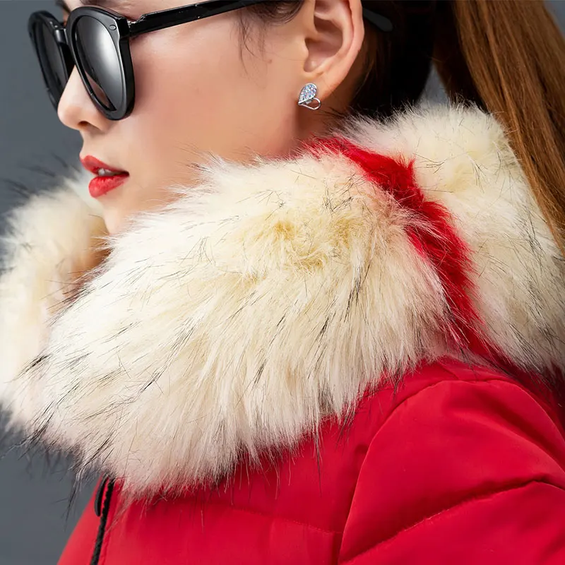 

Colorful Oversize Fur Coat Hood Winter Down Jacket Women Jacket Thick Warm Long Cotton padded Wadded Parka Wind breaker Sleeves