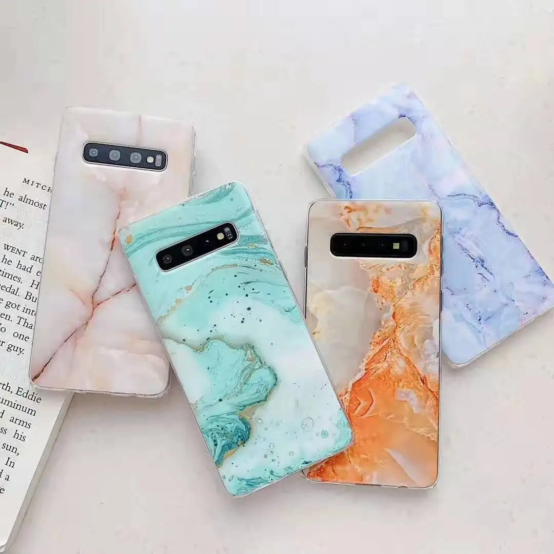 Глянцевый мраморный чехол для Samsung Galaxy S10 S10plus S10E S9 S8 plus S7 edge роскошный силиконовый