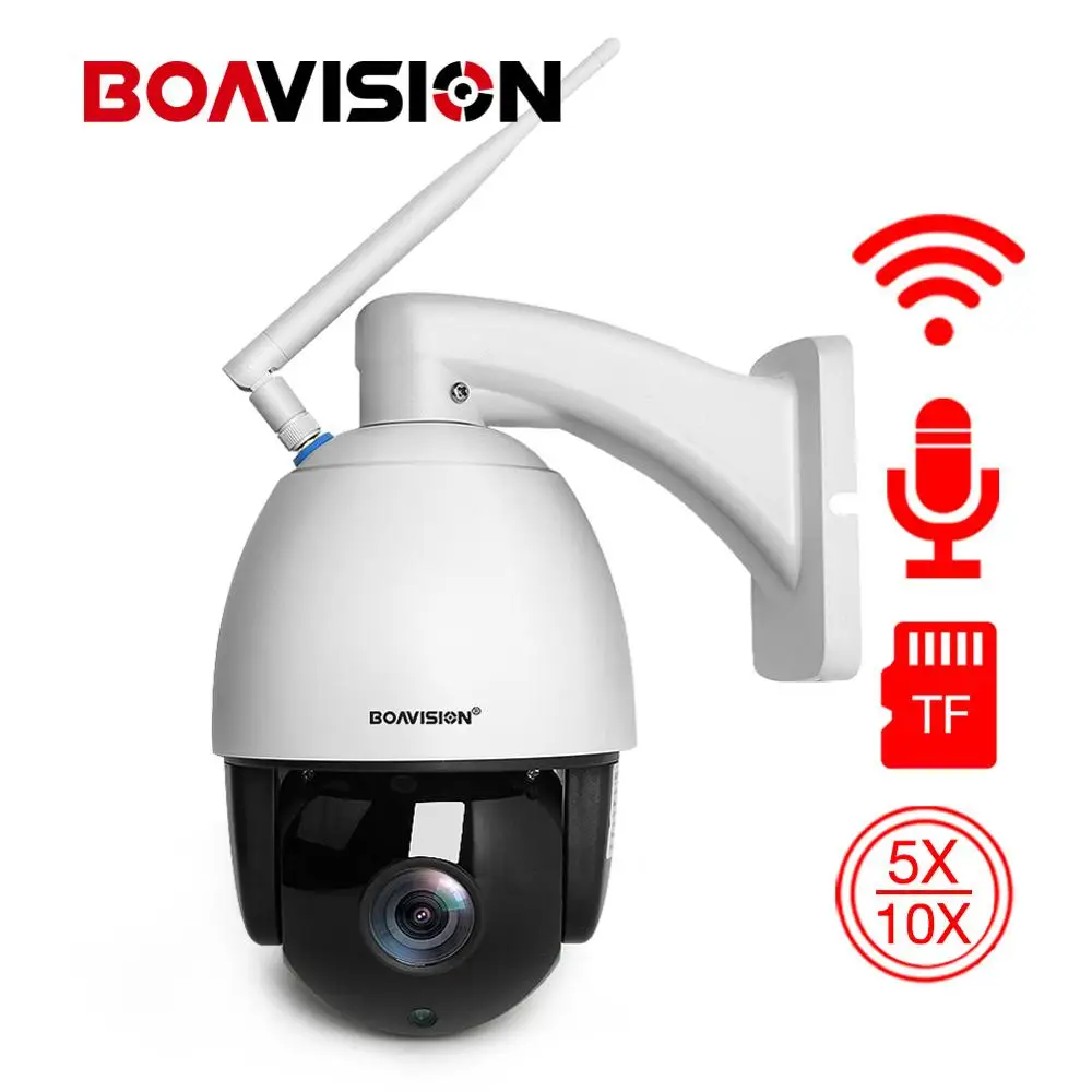 5X 10X Zoom 2MP Беспроводная PTZ IP камера наружная водонепроницаемая IP66 1080P WIFI аудио ONVIF IR