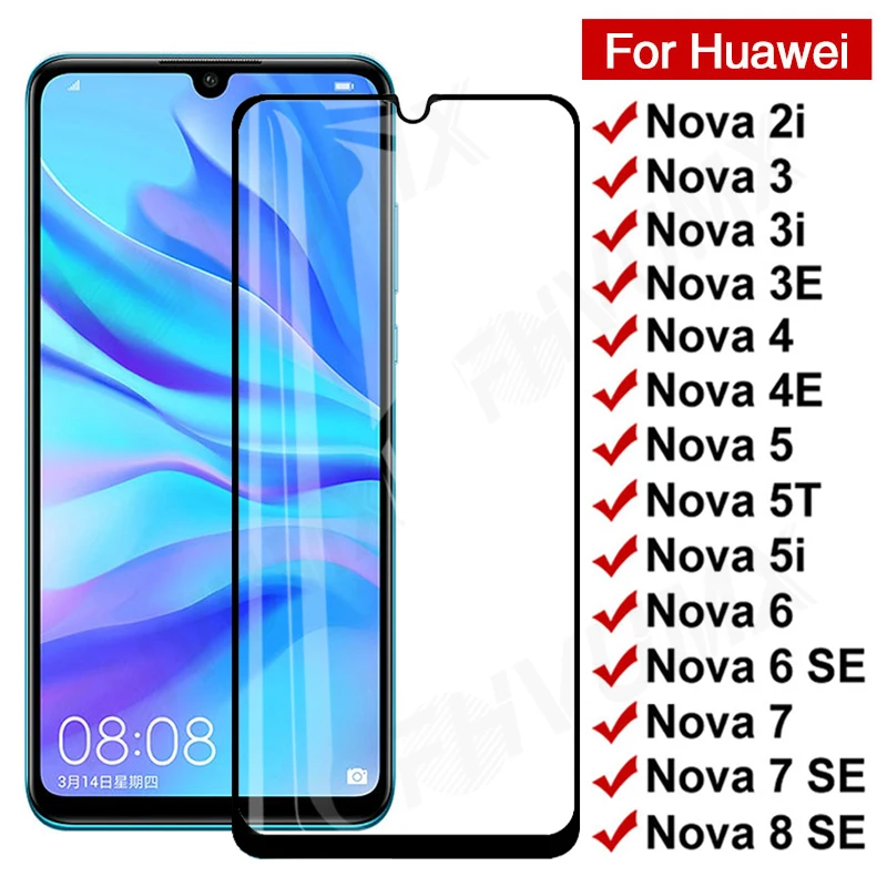 Защитное стекло 9D для Huawei nova 2i 3 3i 3e 4 4e 5 5i 5T 7i Nova 6 7 8 SE 7SE|Защитные стёкла и плёнки