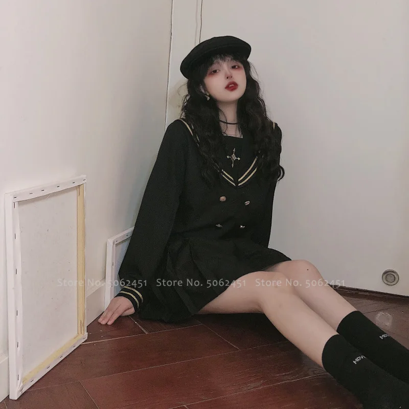 Японский стиль топы для девочек плиссированная юбка JK костюм Kawaii матрос футболка форма для средней школы для женщин Academy Аниме Косплей Костюм