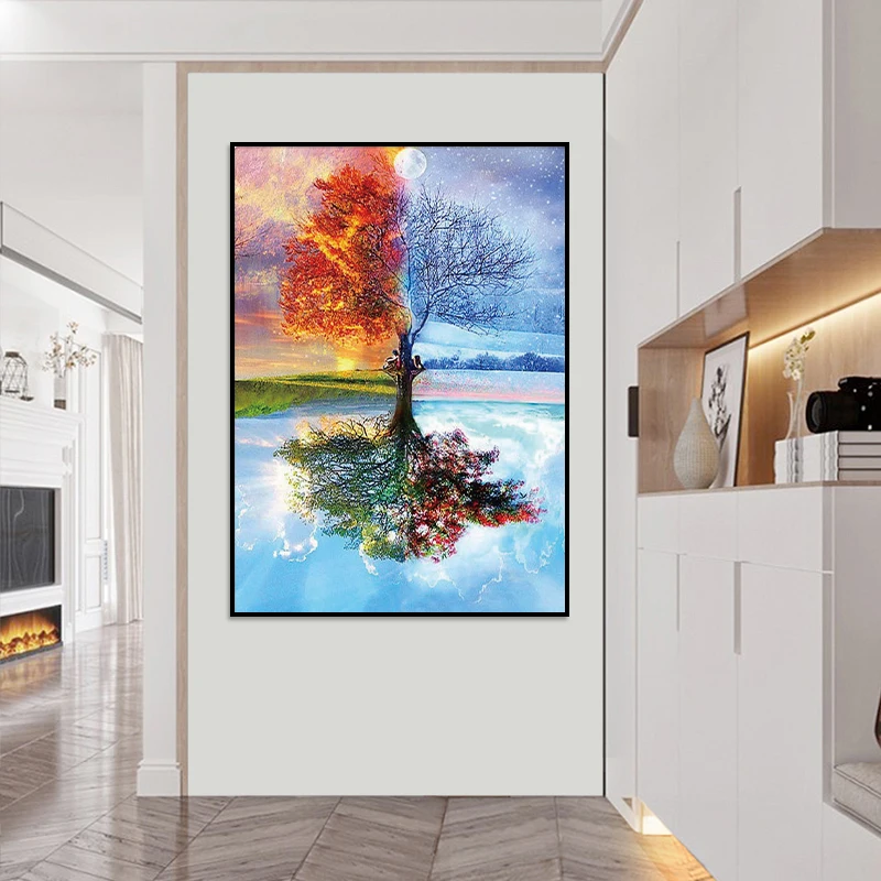 Картина из квадратных страз 5D сделай сам вышивка крестиком дерево четырех