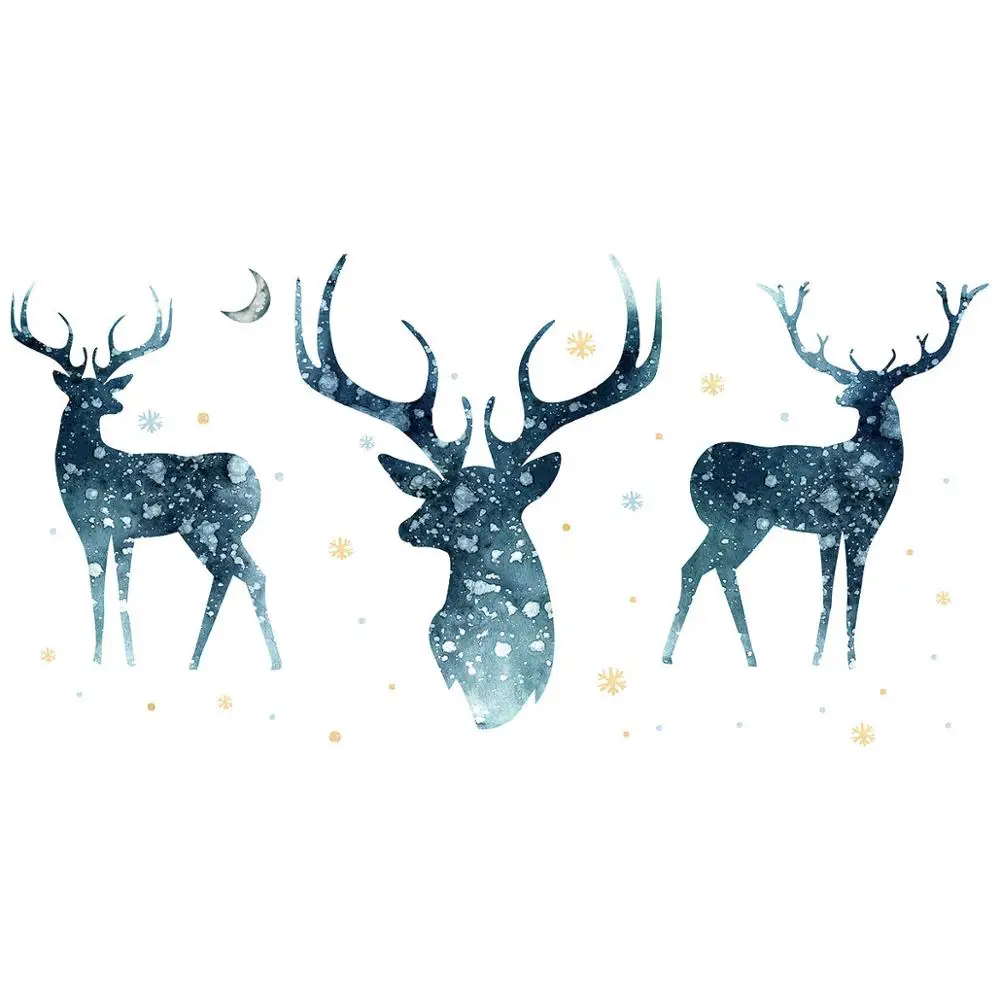 

Creative Snowflake Elk Wall Sticker Living Room Bedroom Window Glass Decoration Home New Year Wallpaper Mural Christmas Stickers