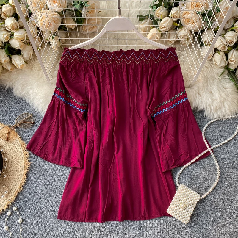 Женская винтажная блузка с цветочной вышивкой хлопковые топы в этническом стиле